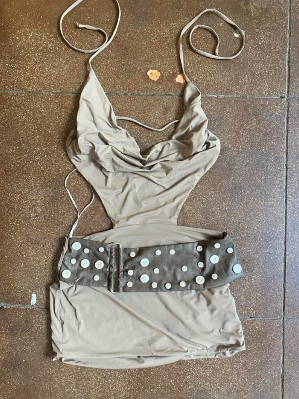 Outcast cut out dress with button belt